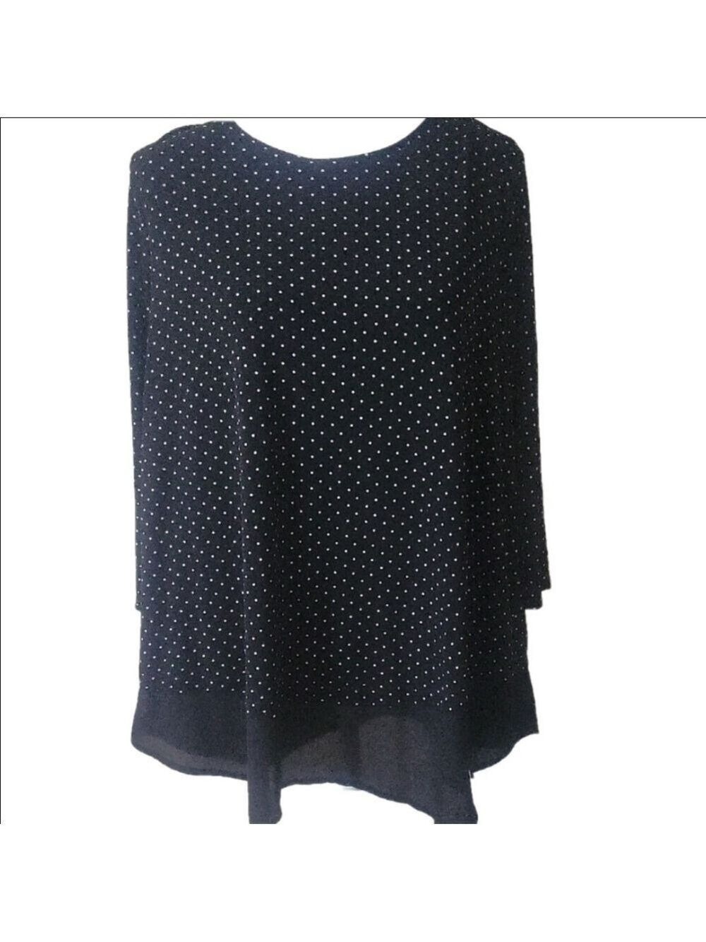 Adrianna Papell Black Polka Dot Top 1X